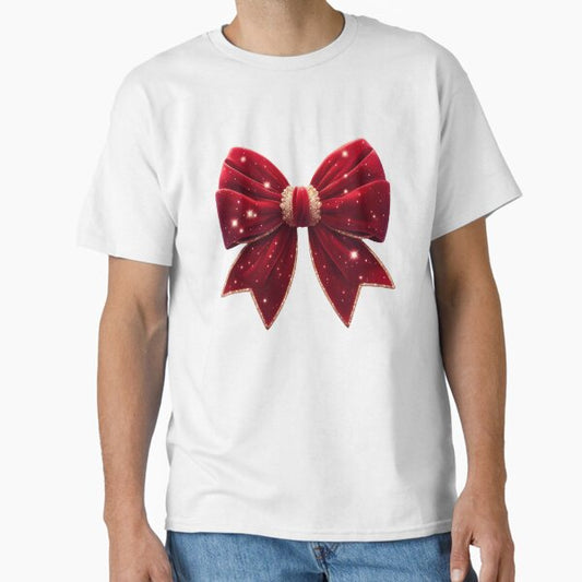 Cute Red Coquette Bow, Christmas Classic T-Shirt for Sale by stylishdzign