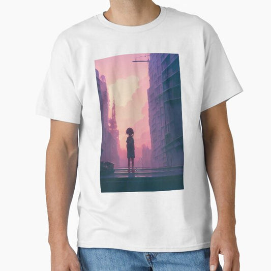 "Anime Girl Pink Lofi Scenario Landscape" Classic T-Shirt for Sale by Trendy-Now