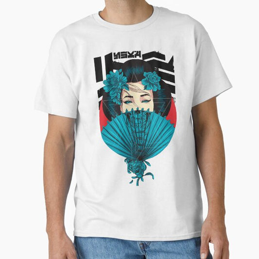 Japanese Geisha Skull Face Cyberpunk Urban Style Classic T-Shirt by OWLvision33