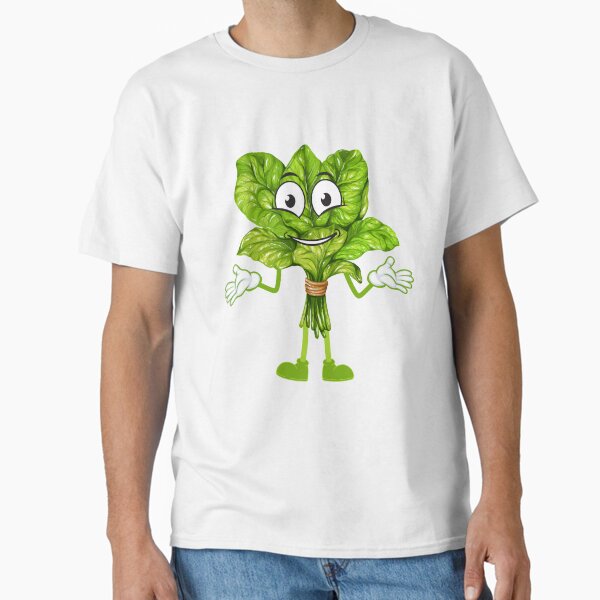 "Funny Vegan Spinach Character T-Shirt - Eco-Friendly Plant-Based Design" Classic T-Shirt for Sale by GorinART