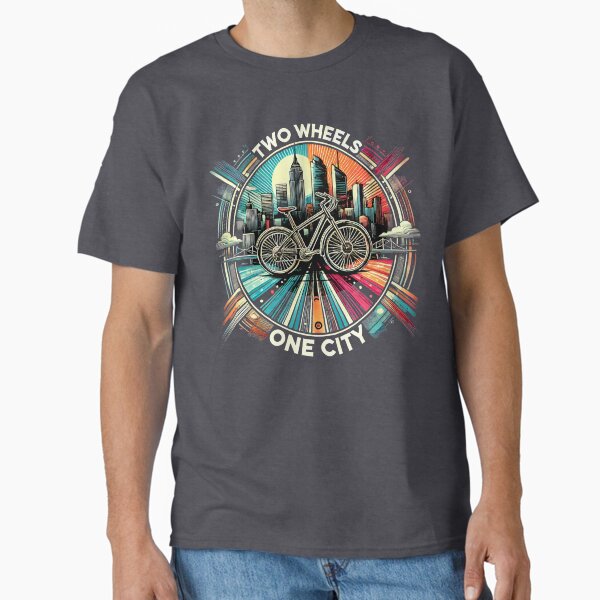 "Two Wheels, One City: Urban Cycling Adventure" Classic T-Shirt for Sale by leyfinder