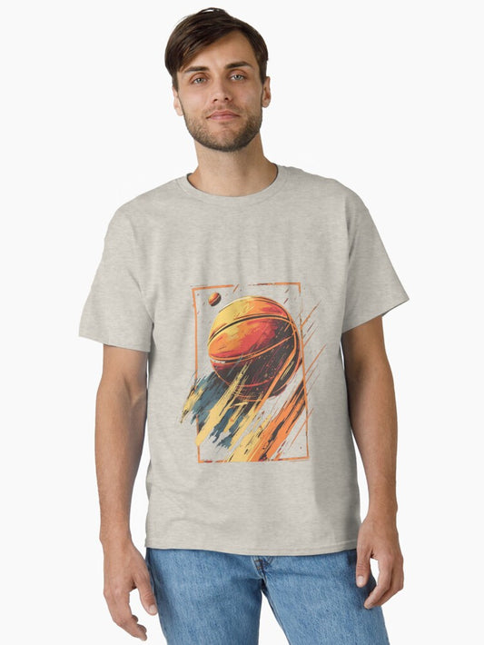 Explosive Basketball Burst Retro Grunge Sports Tee Classic T-shirt | Trendy Graphic Tee | Casual Unisex T-shirt