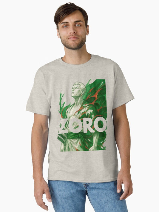 Zoros Silent Resolve White & Red Surreal Classic T-shirt | Trendy Graphic Tee | Casual Unisex T-shirt