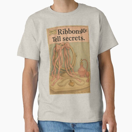 Soft Coquette Aesthetic: Ribbons tell secrets Classic T-Shirt for Sale by bapupa