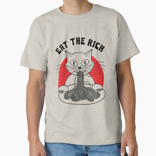 Eat The Rich Cat Retro Print  Classic T-Shirt for Sale by planet01feb