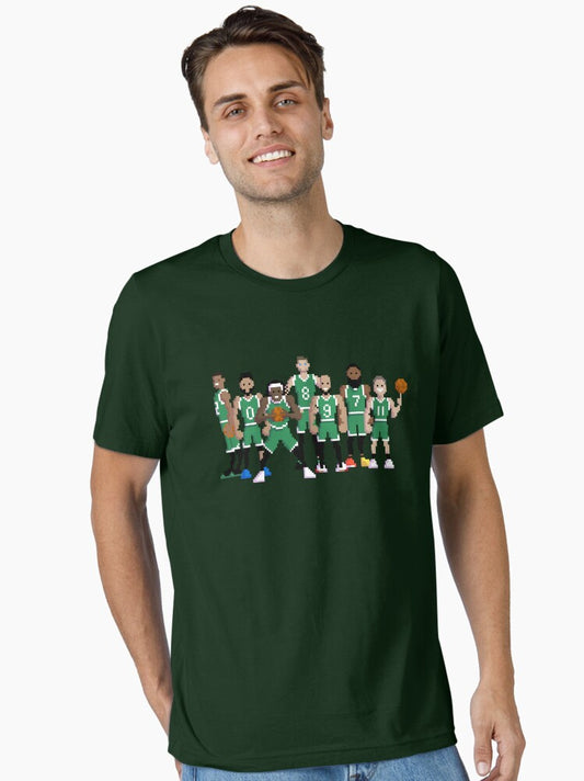 8bit Boston Basketball Squad Essential T-shirt | Trendy Graphic Tee | Casual Unisex T-shirt
