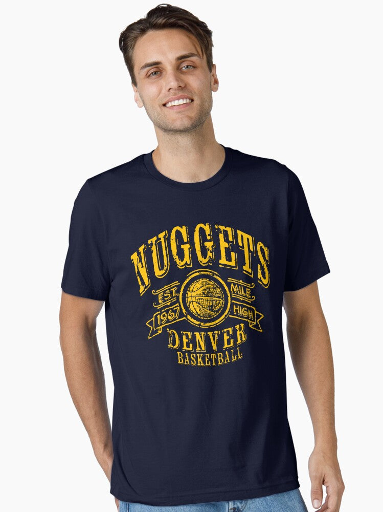 Nuggets Vintage Basketball Essential T-shirt | Trendy Graphic Tee | Casual Unisex T-shirt