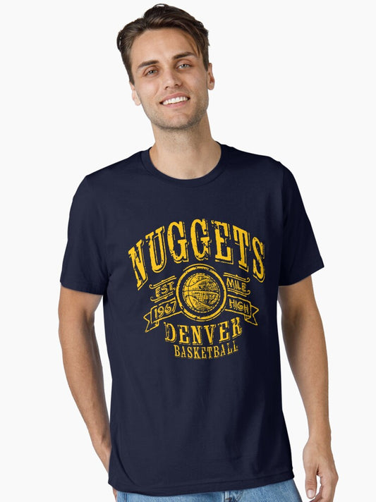 Nuggets Vintage Basketball Essential T-shirt | Trendy Graphic Tee | Casual Unisex T-shirt
