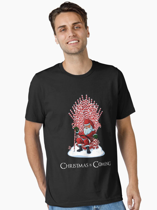 Christmas Is Coming Santa Candy Cane Throne TShirt Essential TShirt T-Shirt | Premium Graphic | Trending Festive Apparel