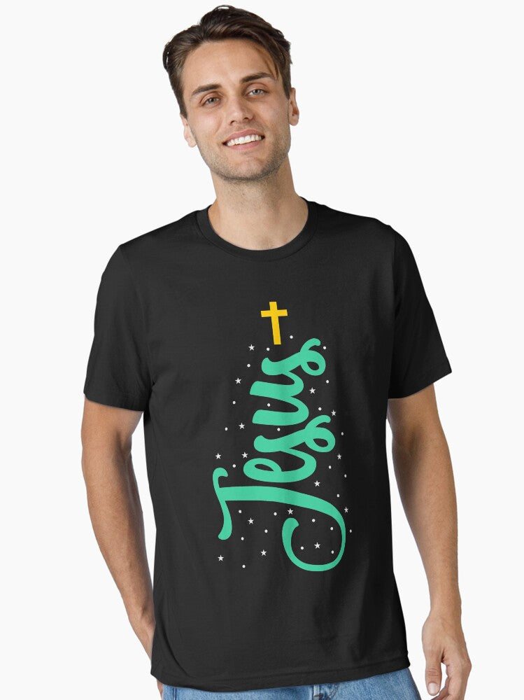 Christmas Tree Jesus Christ Christian Cross Nativity Scene Manger Holidays Essential TShirt T-Shirt | Holiday Edition | Top Pick For Gifting