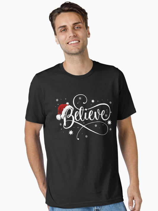 Christmas Believe Santa Claus Believe Christmas Kids Men Women Essential TShirt T-Shirt | Cute Festive Style | Top Pick For Gifting