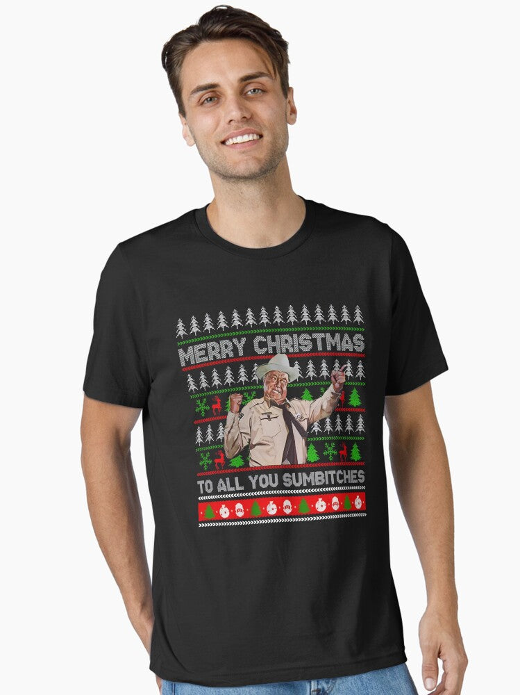 Smokey And The Bandit Merry Christmas Too All You Sumbitches Christmas Smokey And The Bandit Funny Ugly Xmas Essential TShirt T-Shirt | Holiday Edition | Great For Christmas Season