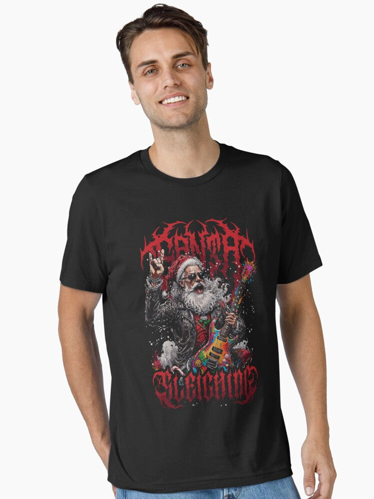 Santa Sleighing Heavy Metal Art TShirt Essential TShirt T-Shirt | Fan Favorite Artwork | Great For Christmas Season