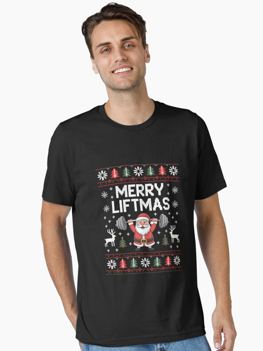 Ugly Christmas GYM Lovers Weightlifters Merry Liftmas Christmas Essential TShirt T-Shirt | Vintage Christmas Look | Perfect For Daily Wear