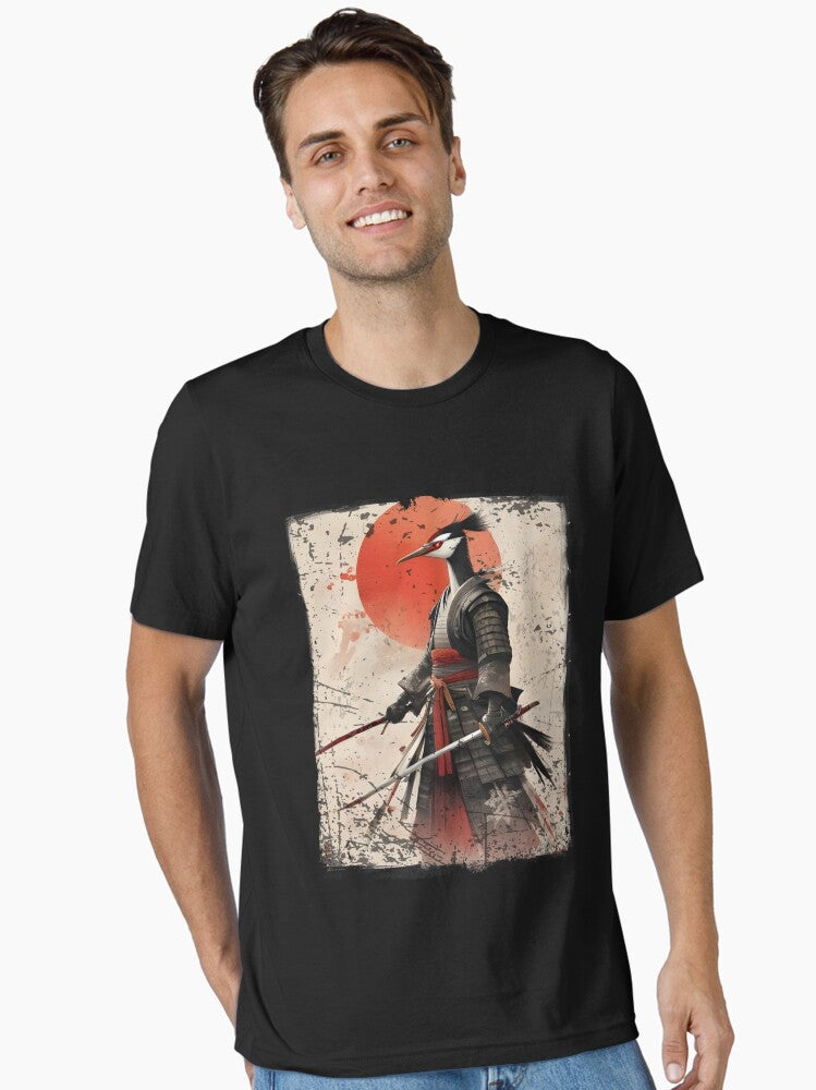 Samurai Red Crowned Crane Vintage Ukiyo-e Warrior Graphic Essential T-shirt | Premium Basketball Jersey | Fan Edition Apparel