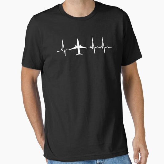 Airplane Heartbeat EKG Pilot Flying T-shirt Essential T-Shirt for Sale by zcecmza