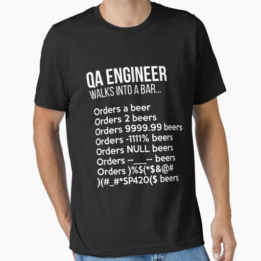 Qa Engineer Walks Into A Bar Funny Debugging Essential T-Shirt for Sale by noirty