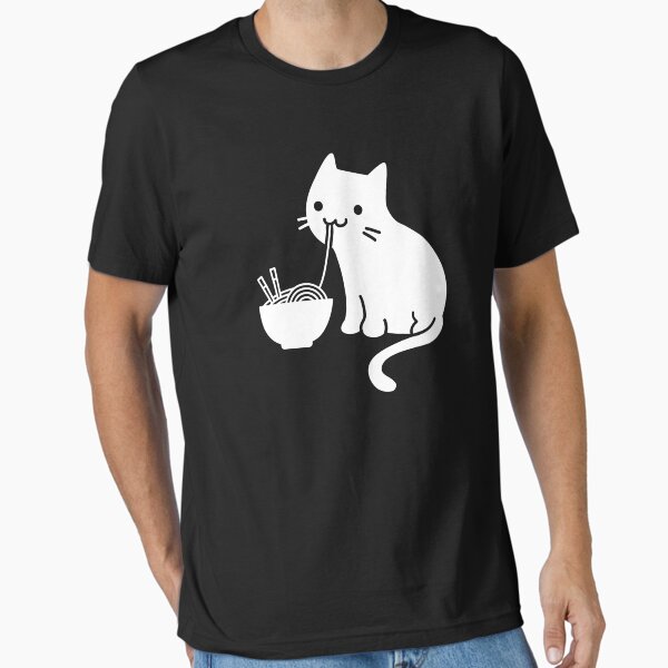 Cute Cat Eating Ramen Essential T-Shirt for Sale by ethandirks
