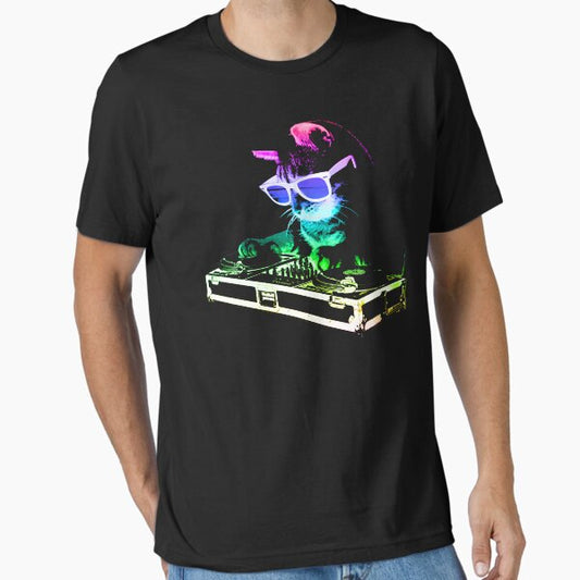 HOUSE CAT (Rainbow DJ Kitty) Essential T-Shirt for Sale by robotface