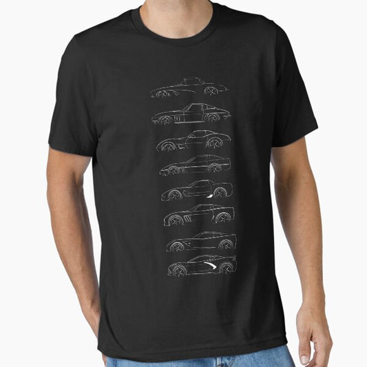 Evolution of the corvette - profile white Essential T-Shirt for Sale by mal-photography