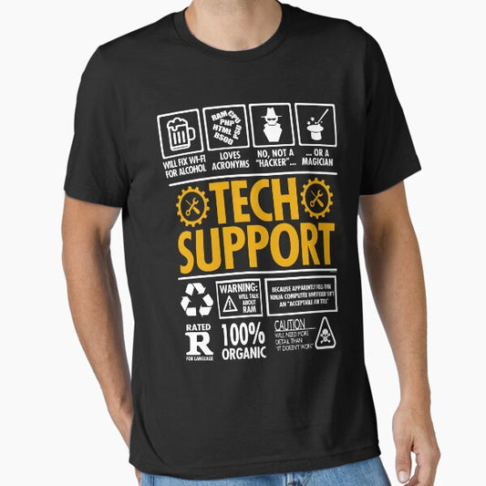 Tech Support Funny IT Helpdesk Essential T-Shirt for Sale by PinkPlatypus