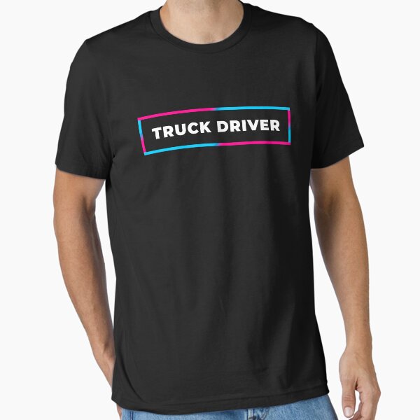 "Truck Driver retro gradient frame" Essential T-Shirt for Sale by SVPOD