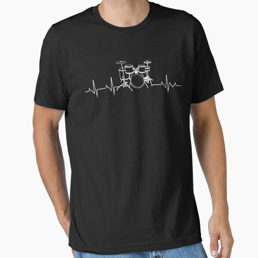 Drums Heartbeat - Funny drummer Essential T-Shirt for Sale by alexmichel