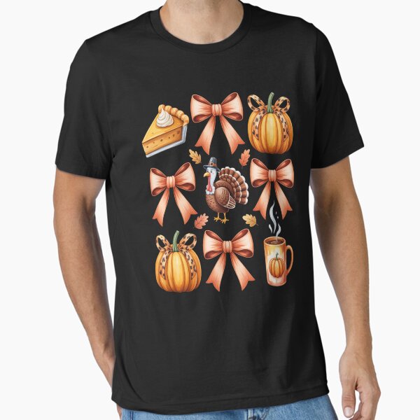 Coquette Bow Pumpkin Pie Turkey Thanksgiving Autumn Fall Essential T-Shirt for Sale by JessieEire