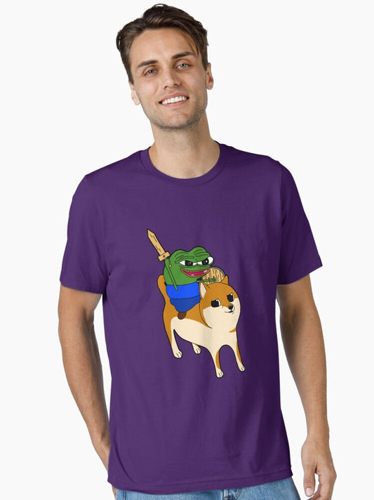 Peepo Riding Doge In Glory To Battle Essential T-shirt | Trendy Graphic Tee | Casual Unisex T-shirt