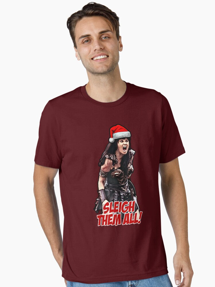 Xena Sleigh Them All Christmas Essential T-shirt | Trendy Graphic Tee | Casual Unisex T-shirt