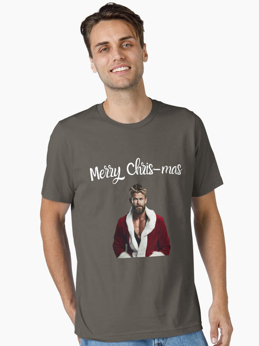 Chris Hemsworth Merry Chrismas funny joke Essential TShirt T-Shirt | Fan Favorite Artwork | Trending Festive Apparel
