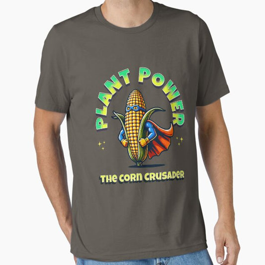 "Plant Power - The Corn Crusader Superhero Tee" Essential T-Shirt for Sale by BoughtTheTShirt