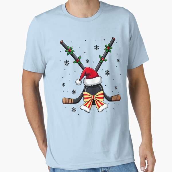 Hockey Stick with Santa Hat and Coquette Bow Funny Christmas Hockey Gift for Players & Fans Essential T-Shirt for Sale by CrtDesignStore