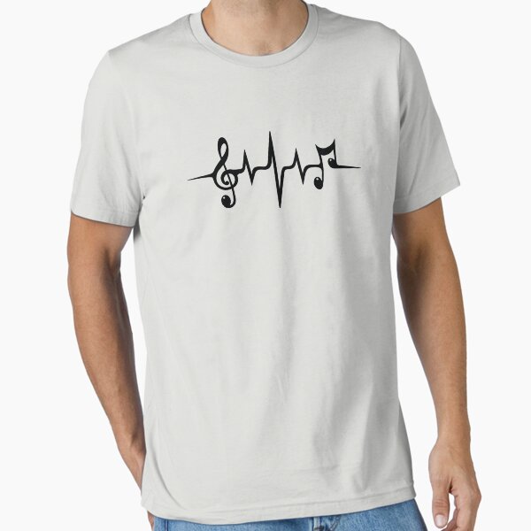 "Music Pulse Heartbeat Notes Clef Frequency Wave Sound Festival " Essential T-Shirt by boom-art