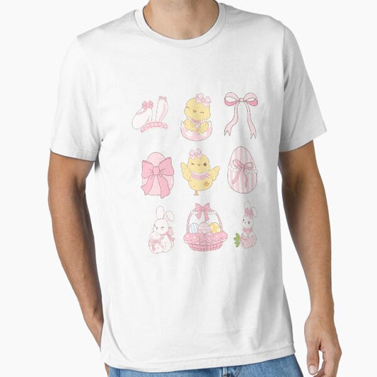 Easter Day Coquette Cute Bunny Chick Easter Egg Coquette Bow Girls  Essential T-Shirt for Sale by thebest-2studio