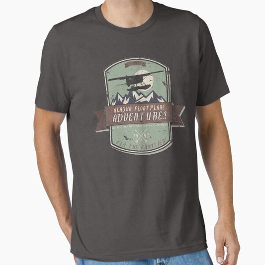 Alaska Floatplane Adventures | Vintage Fly the Frontier Bushpilot DHC-2 Beaver Floatplane Outfitters Design Essential T-Shirt for Sale by RealPilotDesign