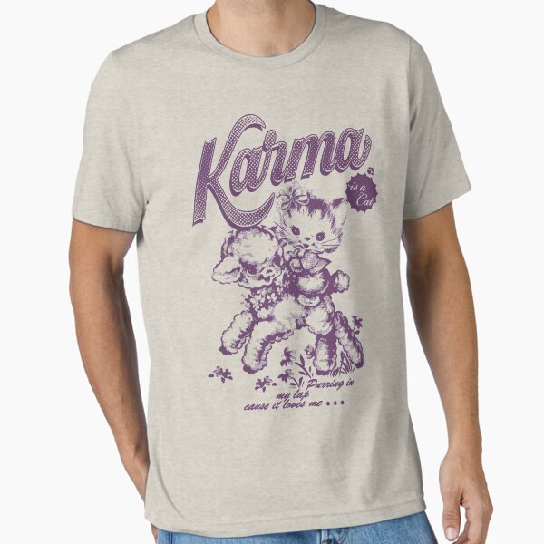 Karma is a Cat Vintage 90s y2k aesthetic Kitty Essential T-Shirt for Sale by Pinkandfurryous