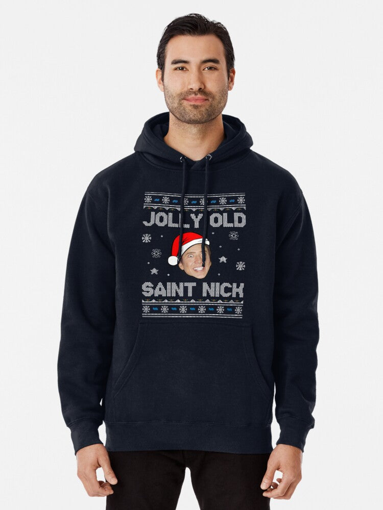 Jolly Old Saint Nick Nicolas Cage Christmas Pullover Hoodie