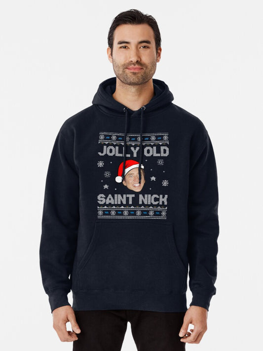 Jolly Old Saint Nick Nicolas Cage Christmas Pullover Hoodie