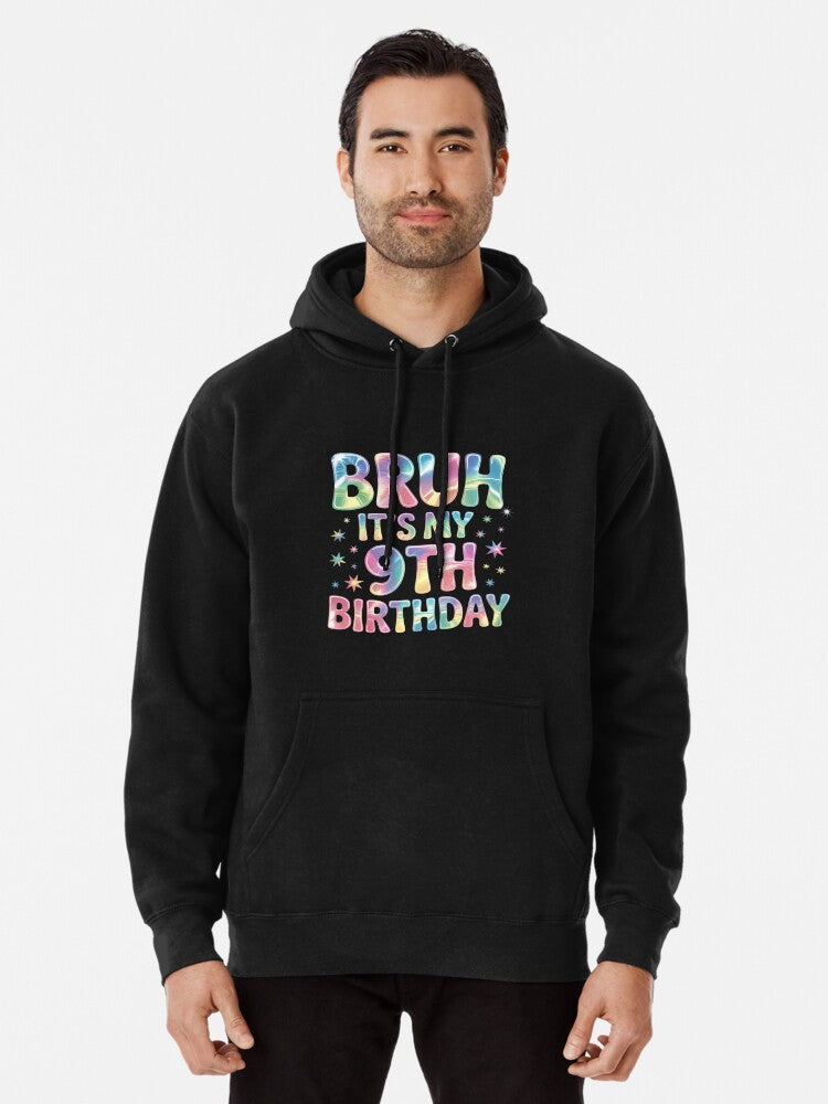 Bruh It's My 9th Birthday Axolotl 9 Year Old Pullover Hoodie
