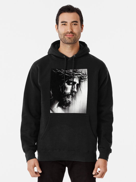 Jesus Christ Black and White XXVI Pullover Hoodie