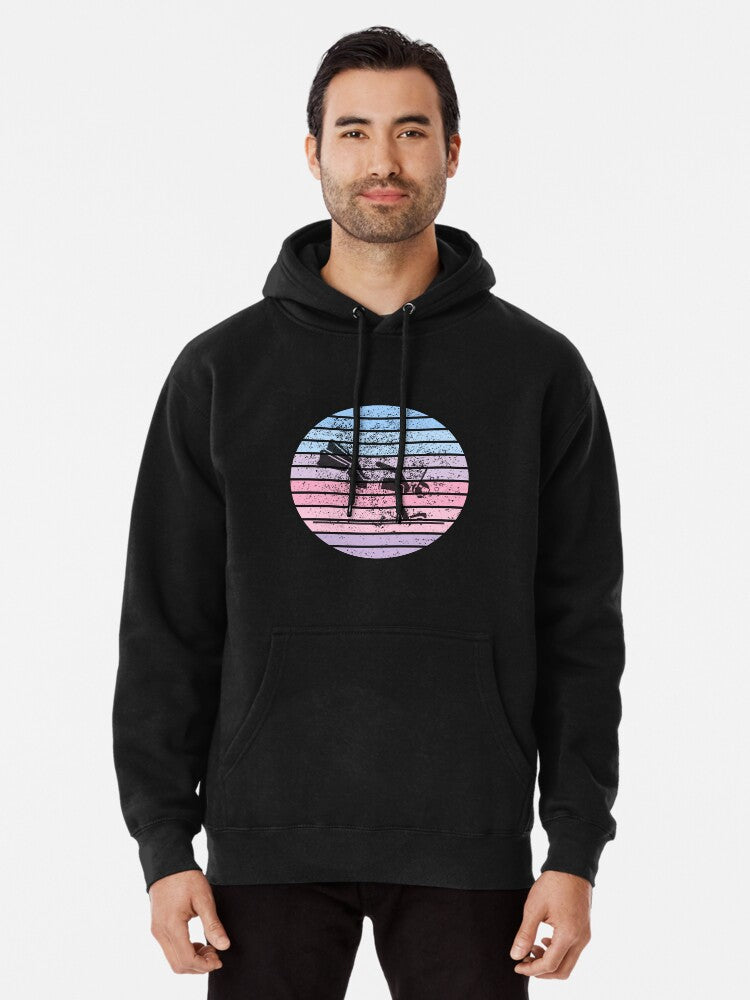 Underwater Hockey with pastel retro sunset Pullover Hoodie