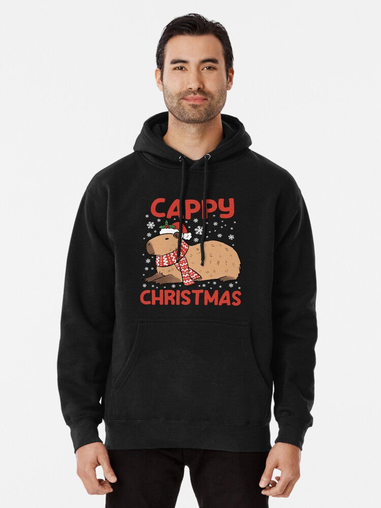 Cappy Christmas a cute Christmas capybara design Pullover Hoodie