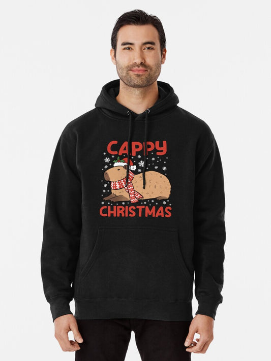 Cappy Christmas a cute Christmas capybara design Pullover Hoodie