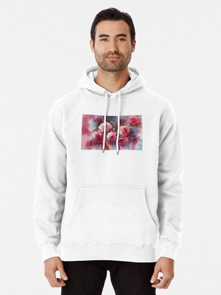 Bouquet of Pink Roses on Soft Background Pullover Hoodie