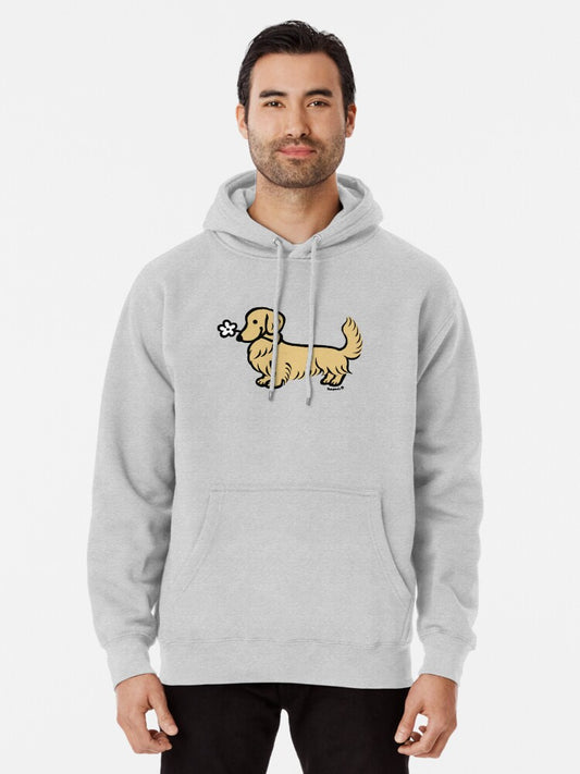 Longhaired Cream Dachshund Tiny Flower Pullover Hoodie