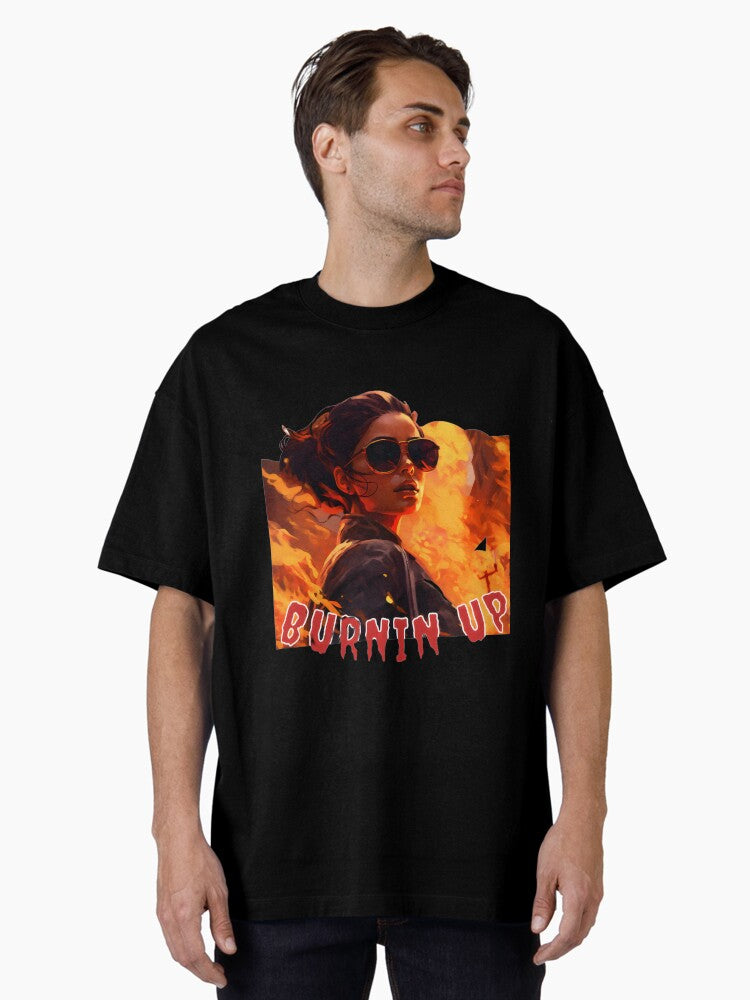 Burnin Up Woman Oversized T-Shirt T-Shirt | Aesthetic Graphic | Must-Have Style
