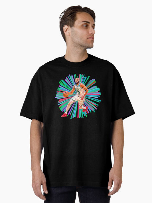 Derrick White Colorburst Oversized T-shirt | Trendy Graphic Tee | Casual Unisex T-shirt