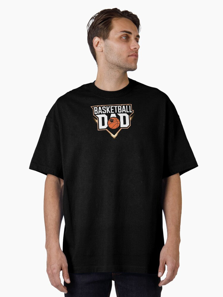 Basketball Dad Paw Print Emblem Oversized T-shirt | Trendy Graphic Tee | Casual Unisex T-shirt