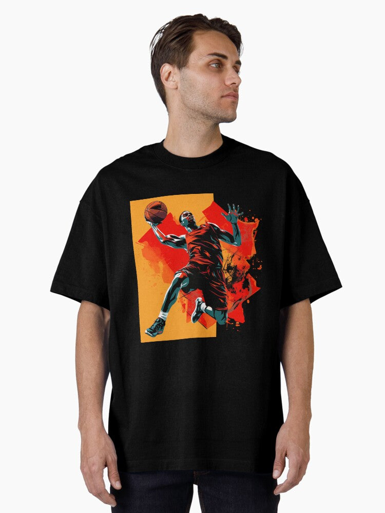 Basketball Player Dunking Basket Oversized T-shirt | Premium Basketball Jersey | Fan Edition Apparel